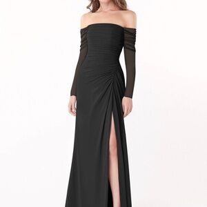 Azazie “Jaquelyn” Elegant Black Off-Shoulder Evening Dress